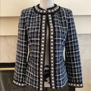 Alice and Olivia Tweed Black and White Blazer